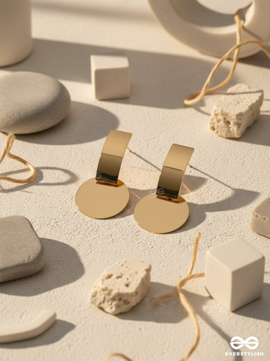 The Chic Geometry (Golden) - Golden Statement Earrings