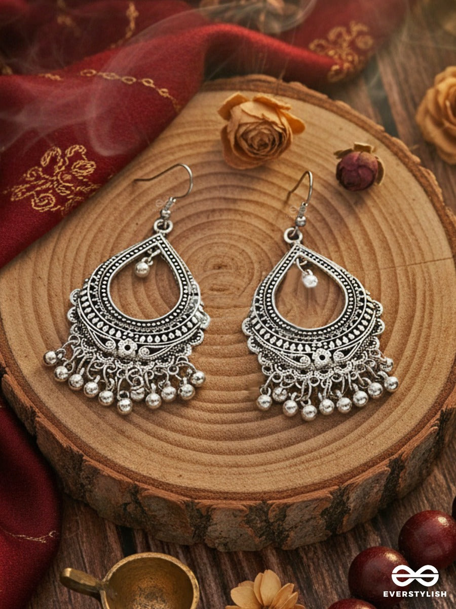 The Dazzling Droplet Danglers - Oxidised Boho Earrings