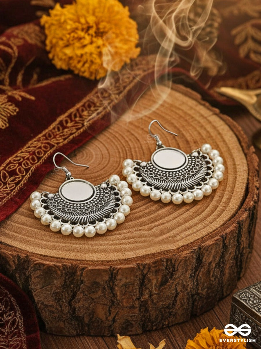 The Elegant Tribals - White - Oxidised Boho Earrings