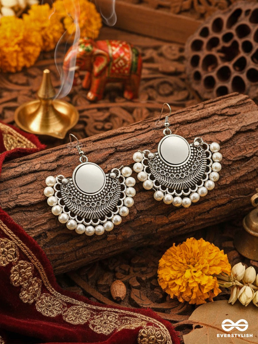 The Elegant Tribals - White - Oxidised Boho Earrings