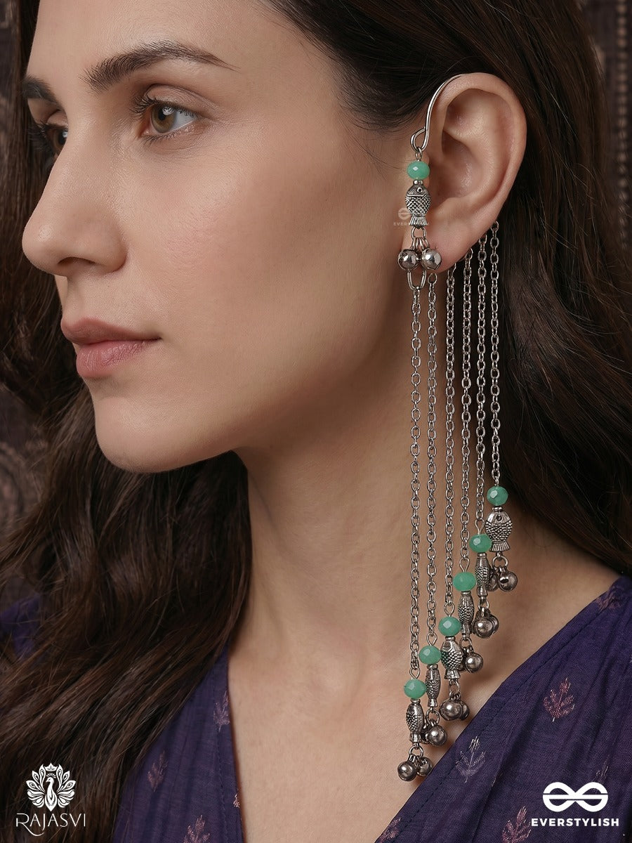 Mint Tinkle – Dangling Earcuff With Turquoise Beads