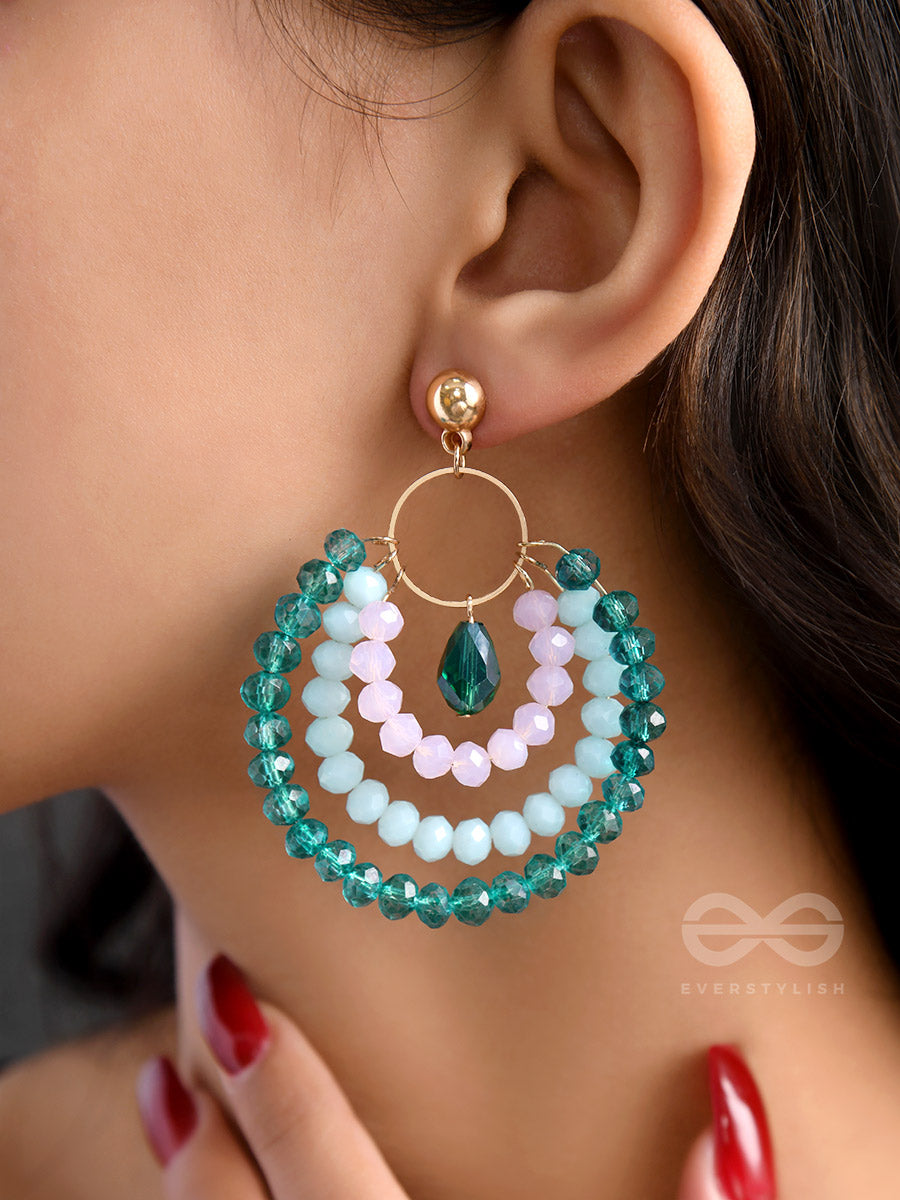 Once In A Blue Moon- Golden Embellished Earrings