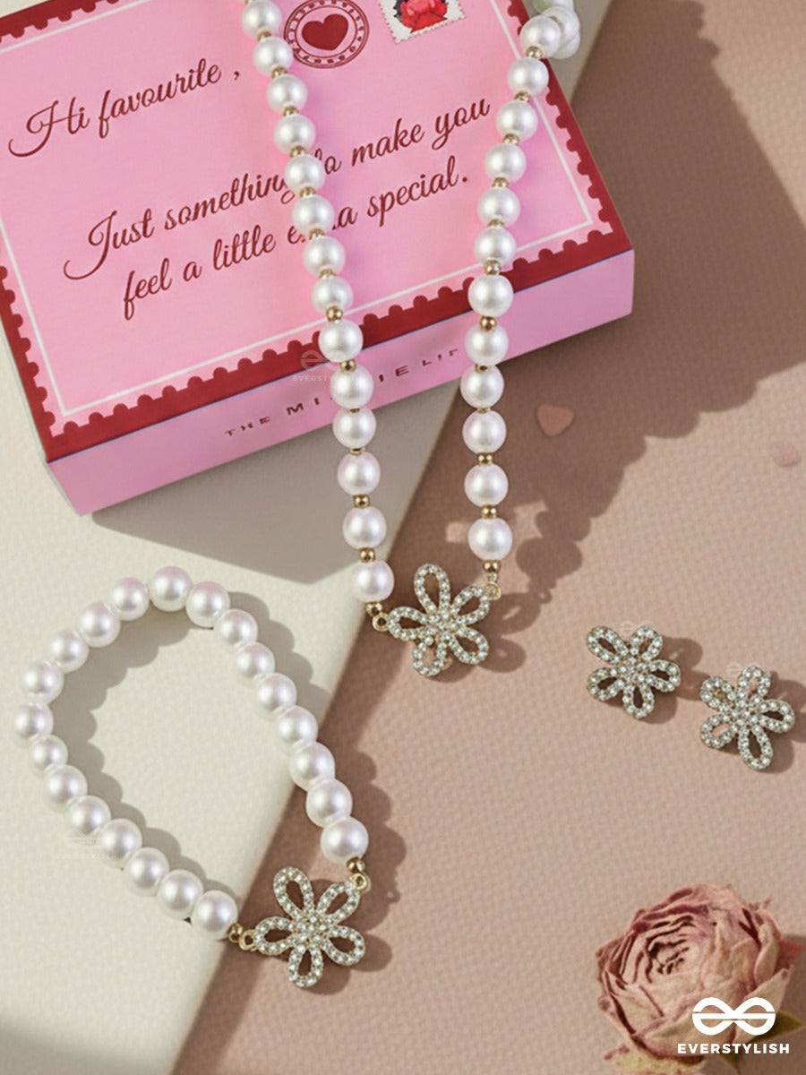 The Missie Life - Blossom Pearl – Floral Earrings, Bracelet And Necklace Jewellery Set