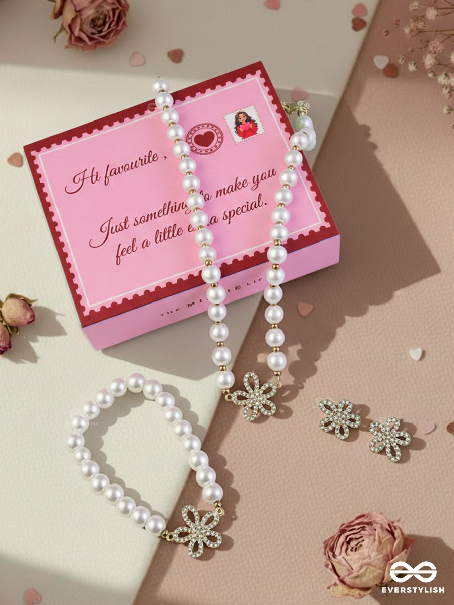 The Missie Life - Blossom Pearl – Floral Earrings, Bracelet And Necklace Jewellery Set
