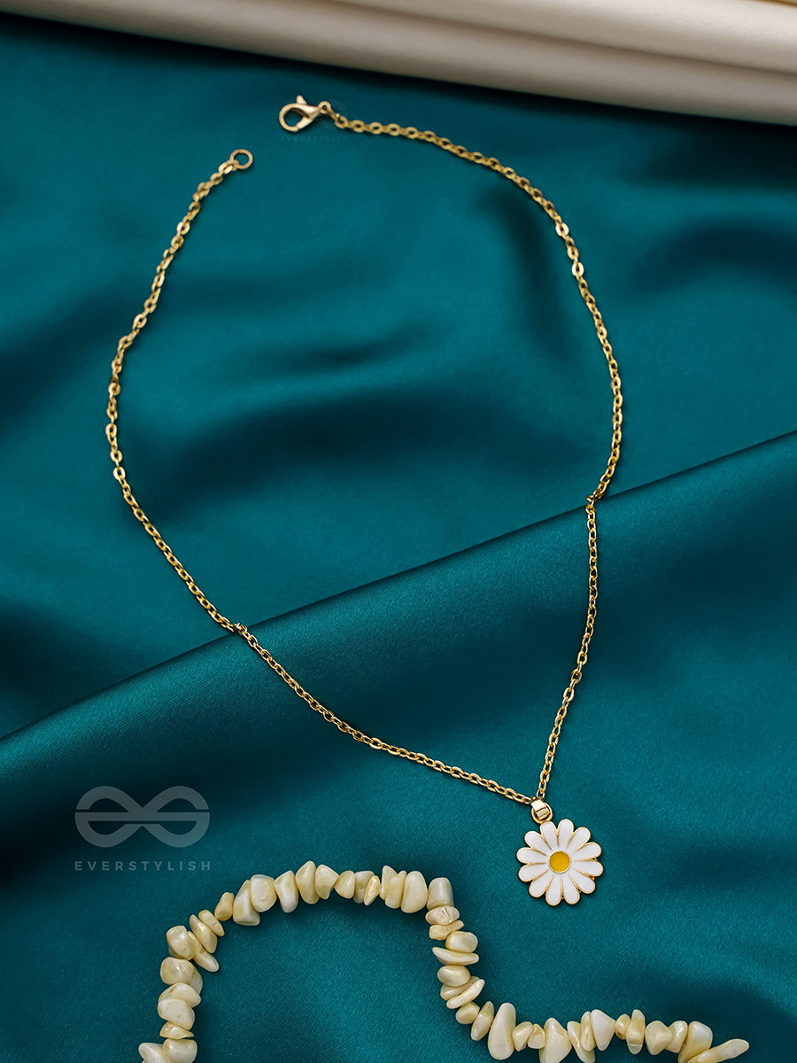 The White Dahlia- Golden Embellished Necklace With Anti-Tarnish Coating