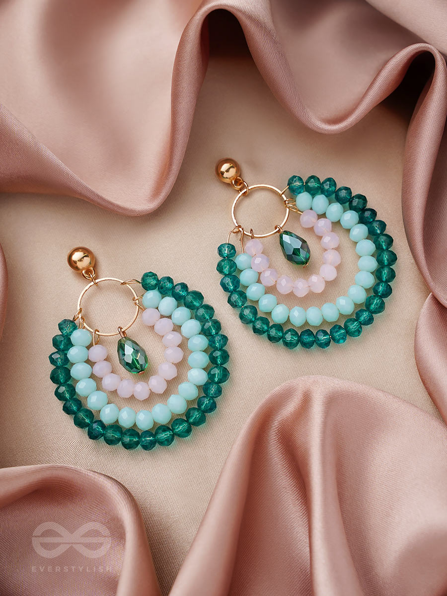 Once In A Blue Moon- Golden Embellished Earrings