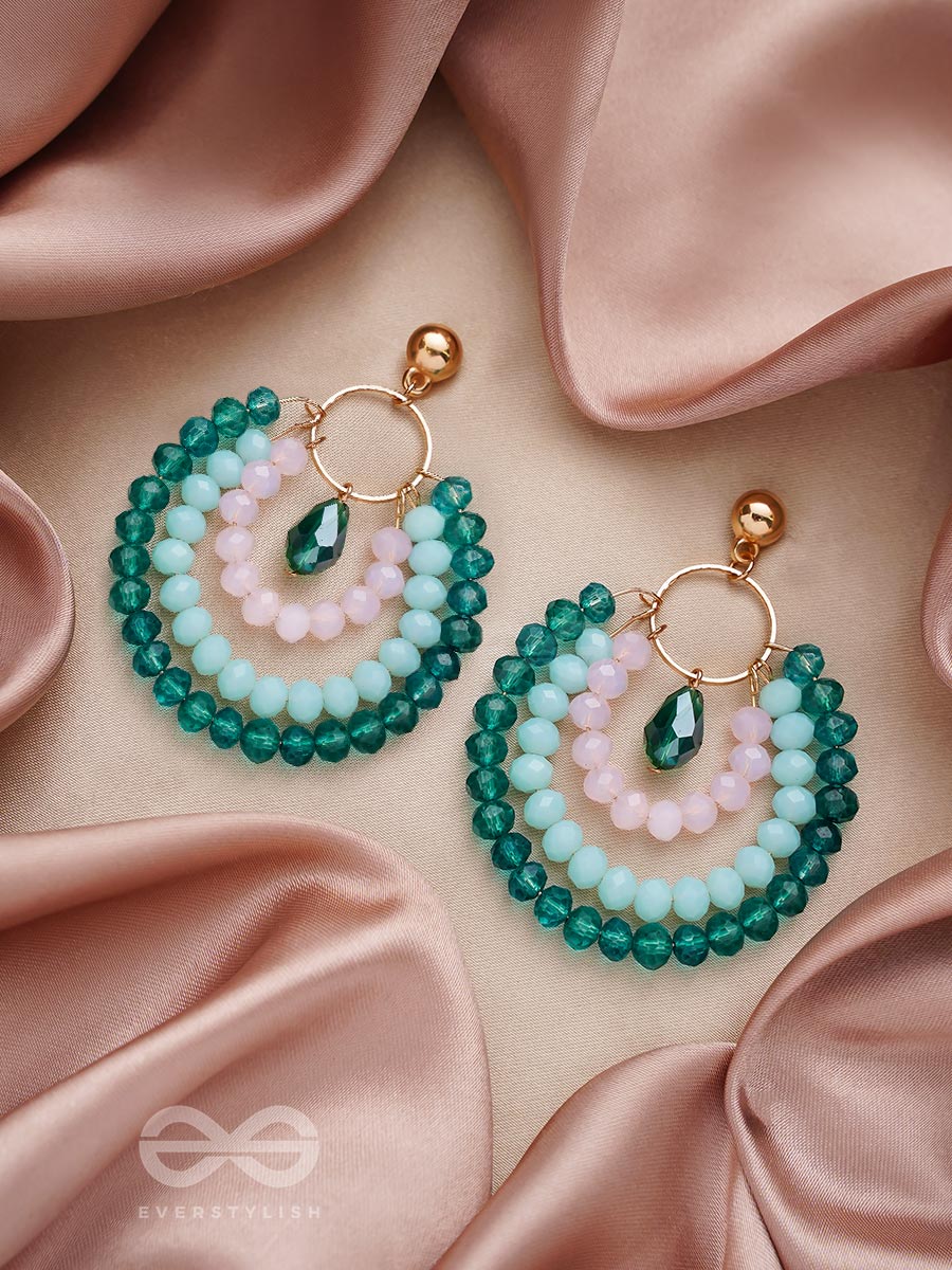 Once In A Blue Moon- Golden Embellished Earrings