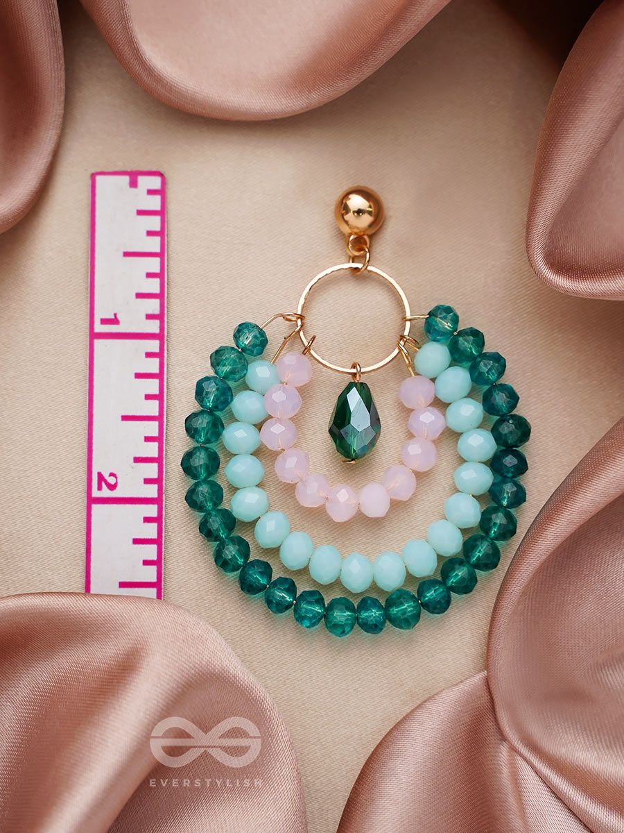 Once In A Blue Moon- Golden Embellished Earrings