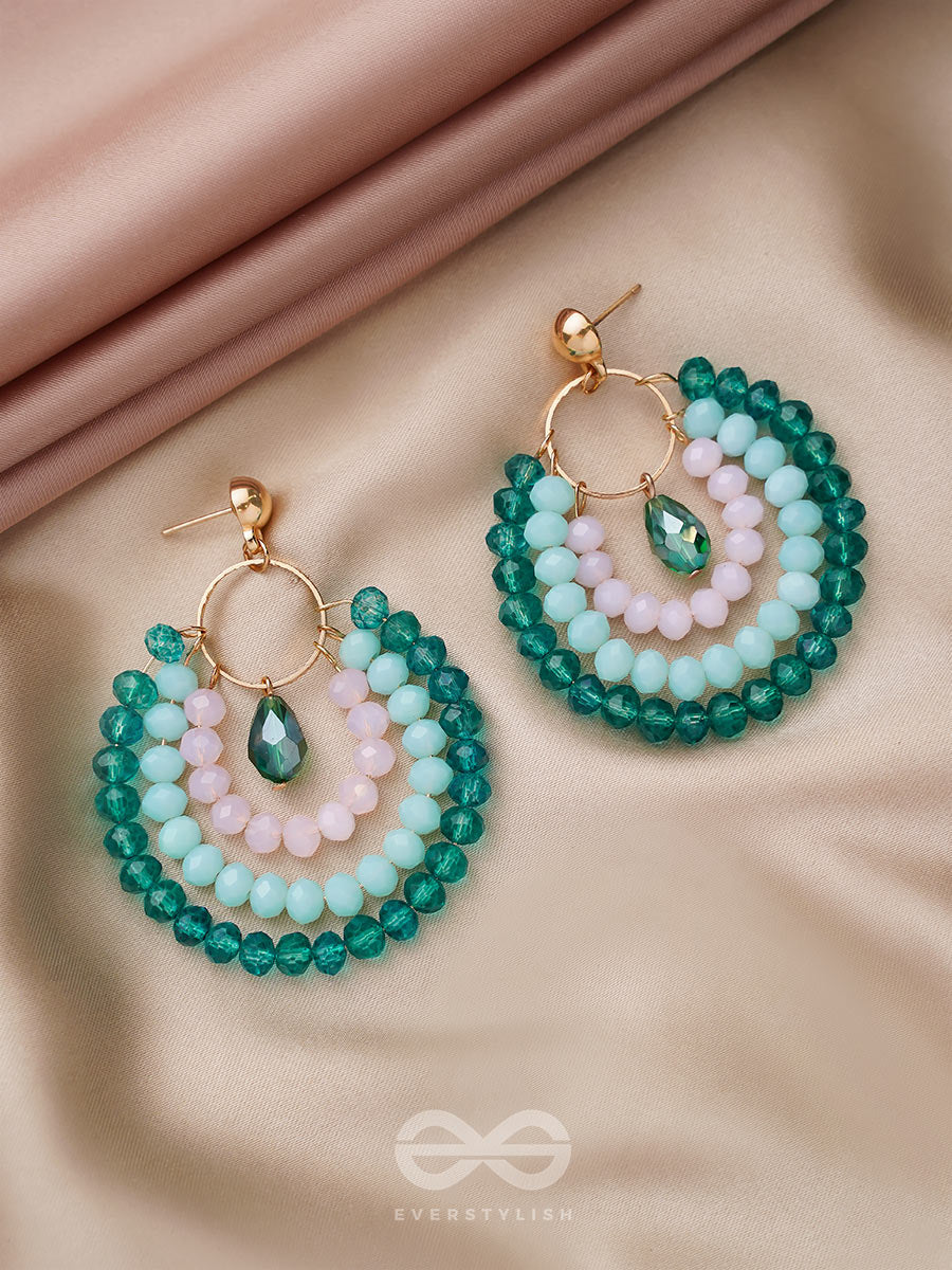 Once In A Blue Moon- Golden Embellished Earrings