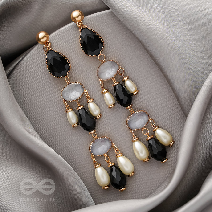 The Glazy Cascade- Golden Embellished Earrings