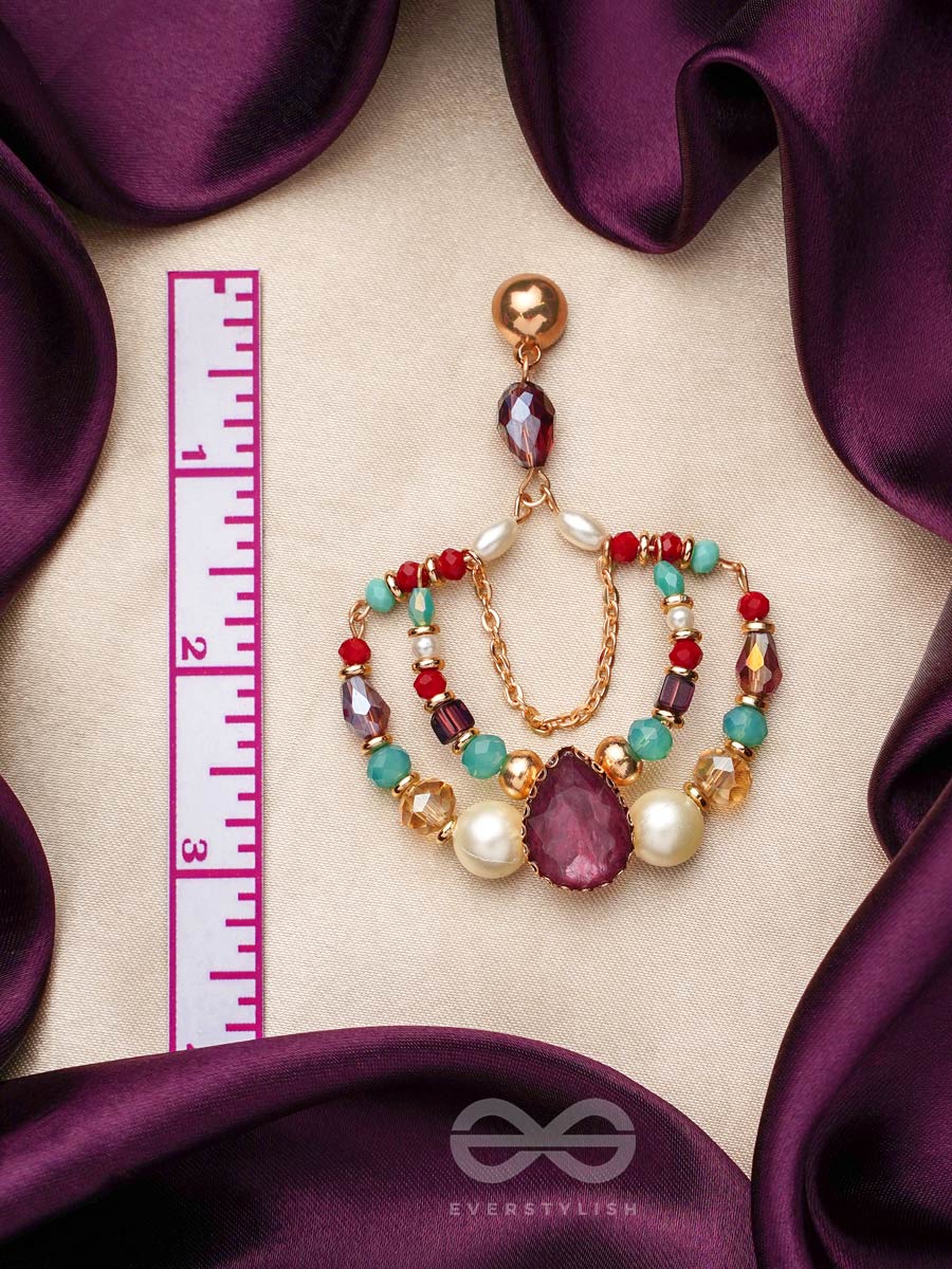The Jazzy Rainbow- Golden Pearls And Stone Earrings