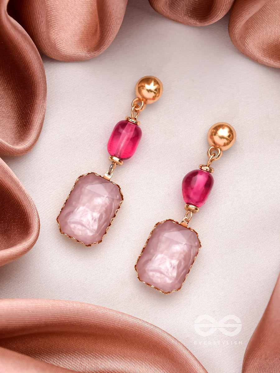 The Rose-Tinted Mirror- Golden Embellished Earrings
