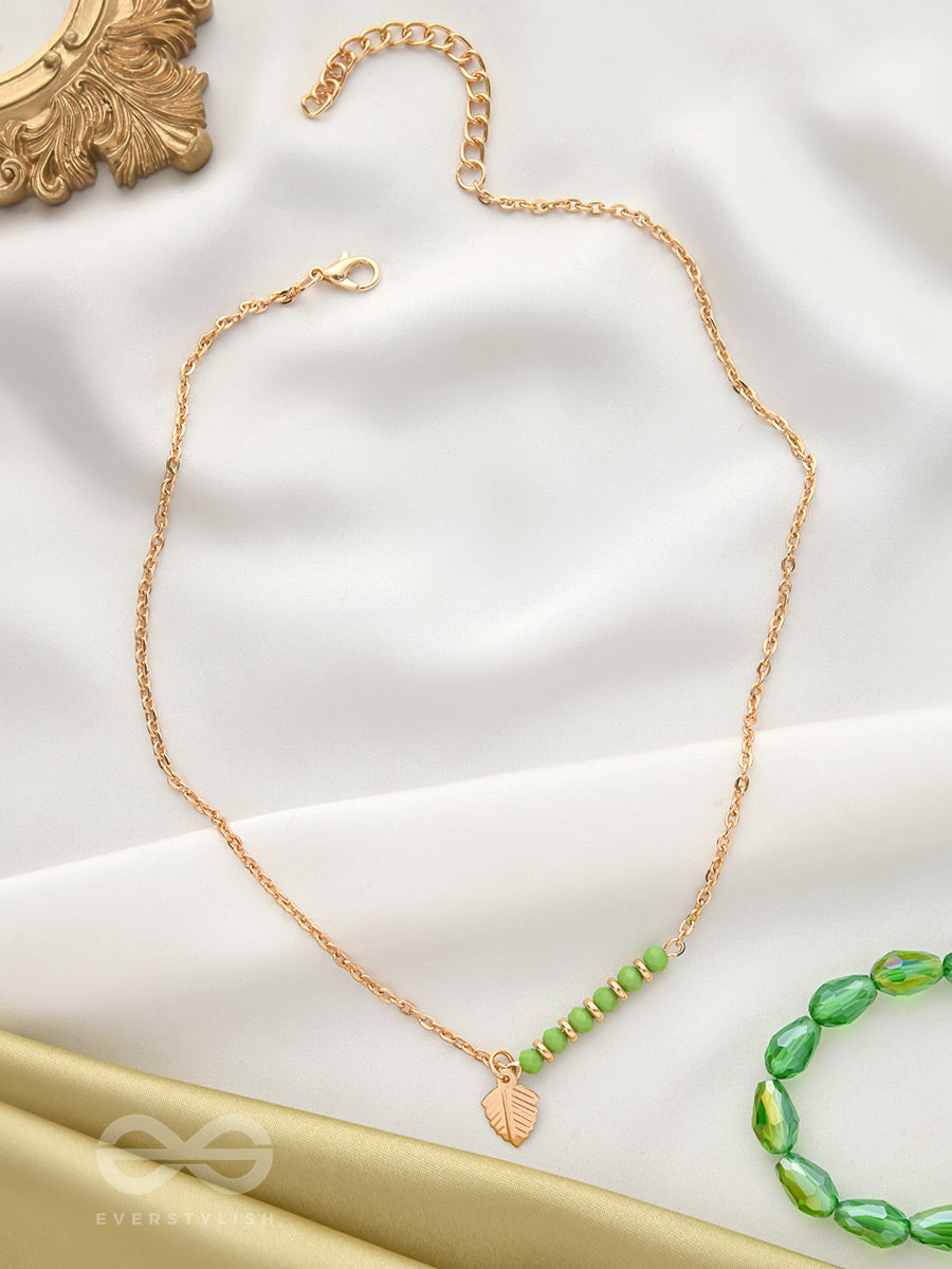 The Fig Leaf- Golden Embellished Necklace With Anti-Tarnish Coating