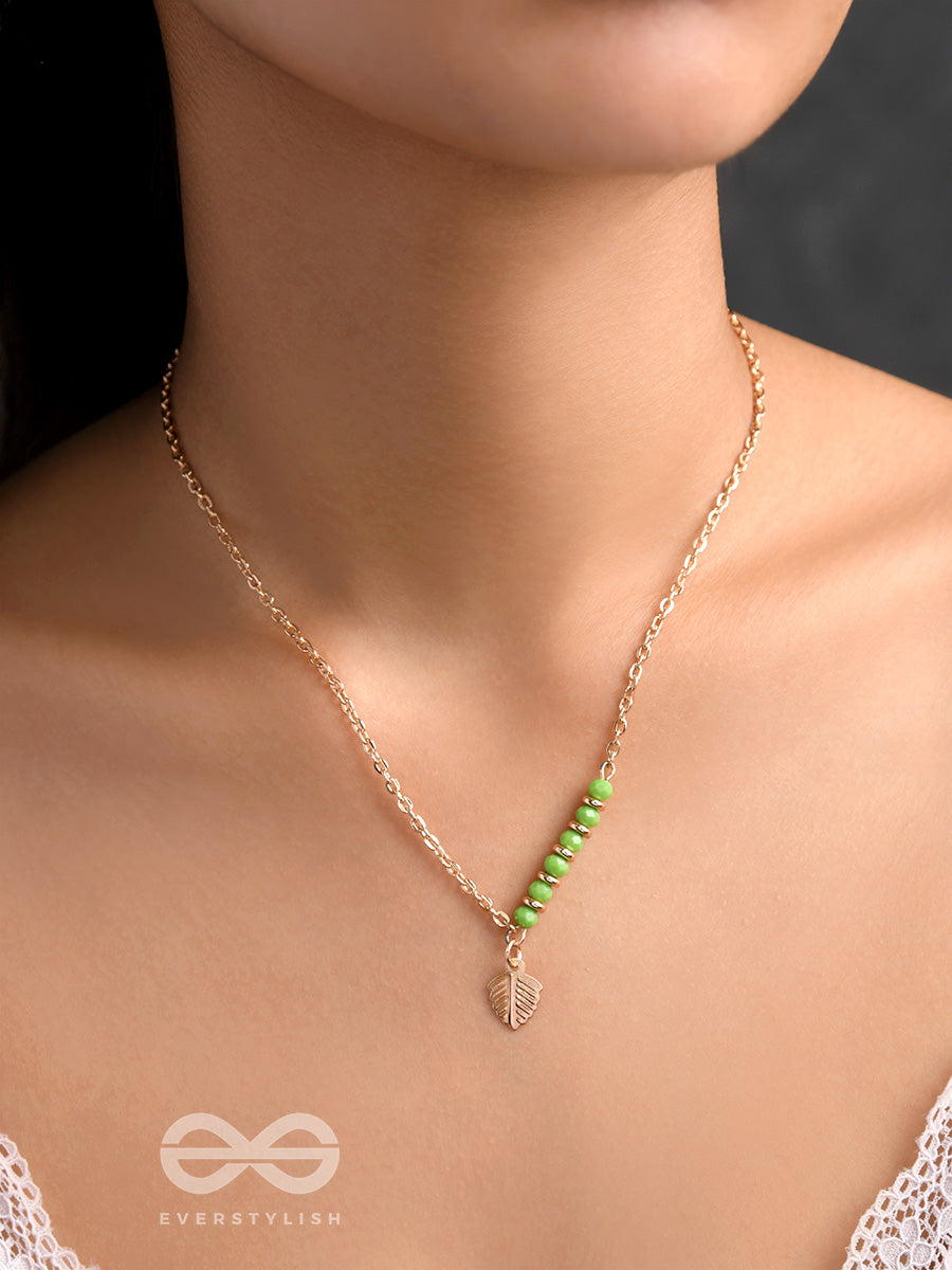 The Fig Leaf- Golden Embellished Necklace With Anti-Tarnish Coating