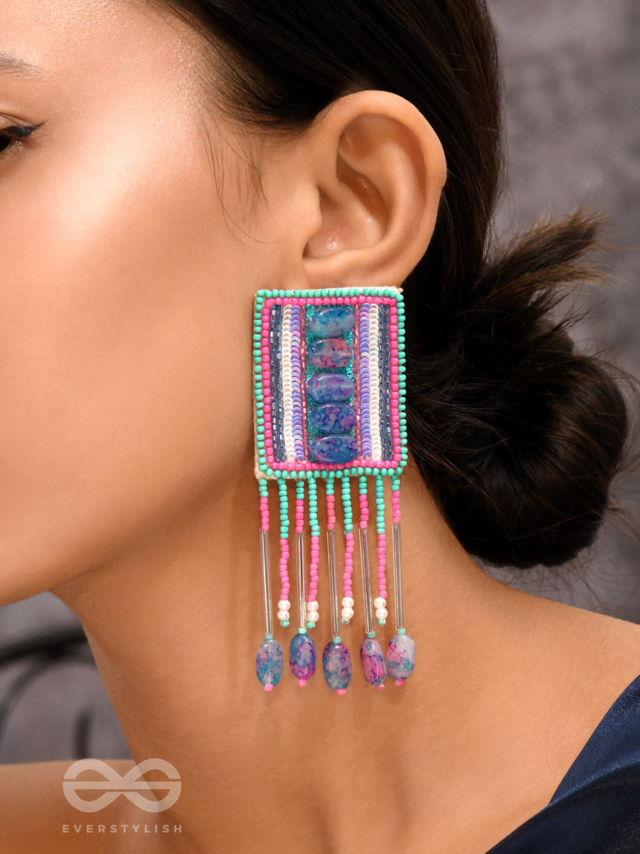 Adhvan- The Stony Path- Stones, Sequins And Beads Embroidered Earrings
