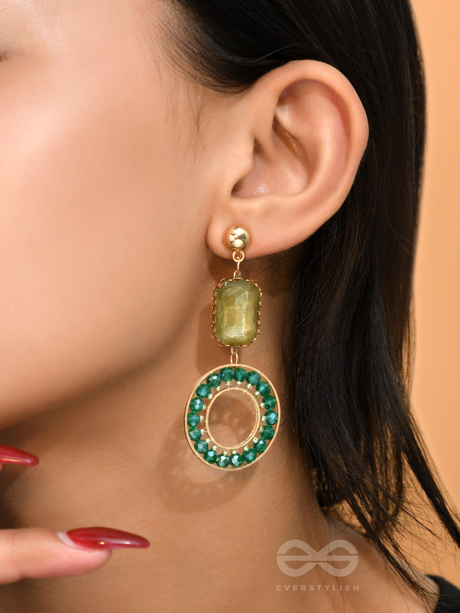The Geometric Timestoppers- Golden Embellished Earrings