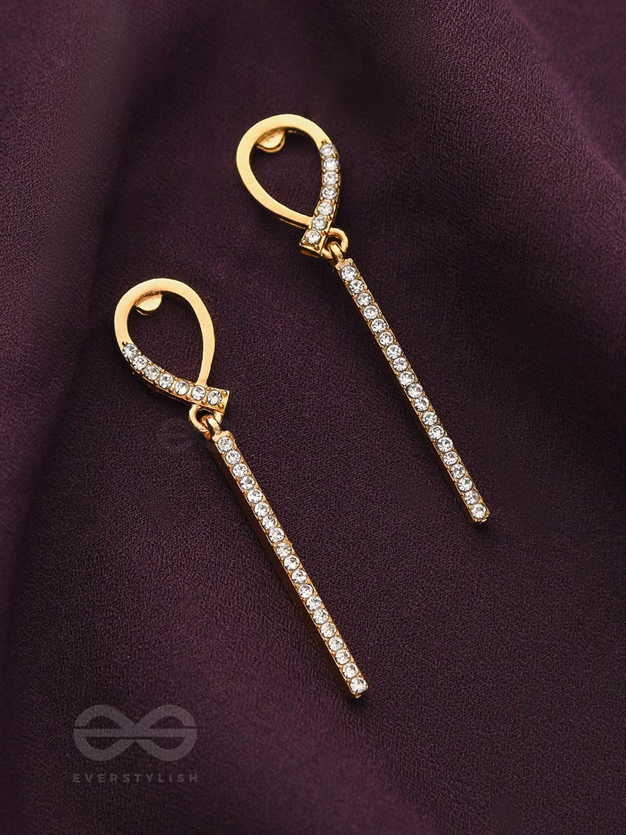 Gems On A Stick Golden Dangler Earrings