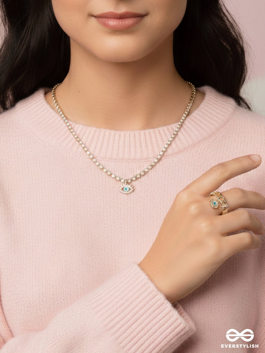 The Missie Life - Watchful Gleam – Evil Eye Ring & Necklace Jewellery Set
