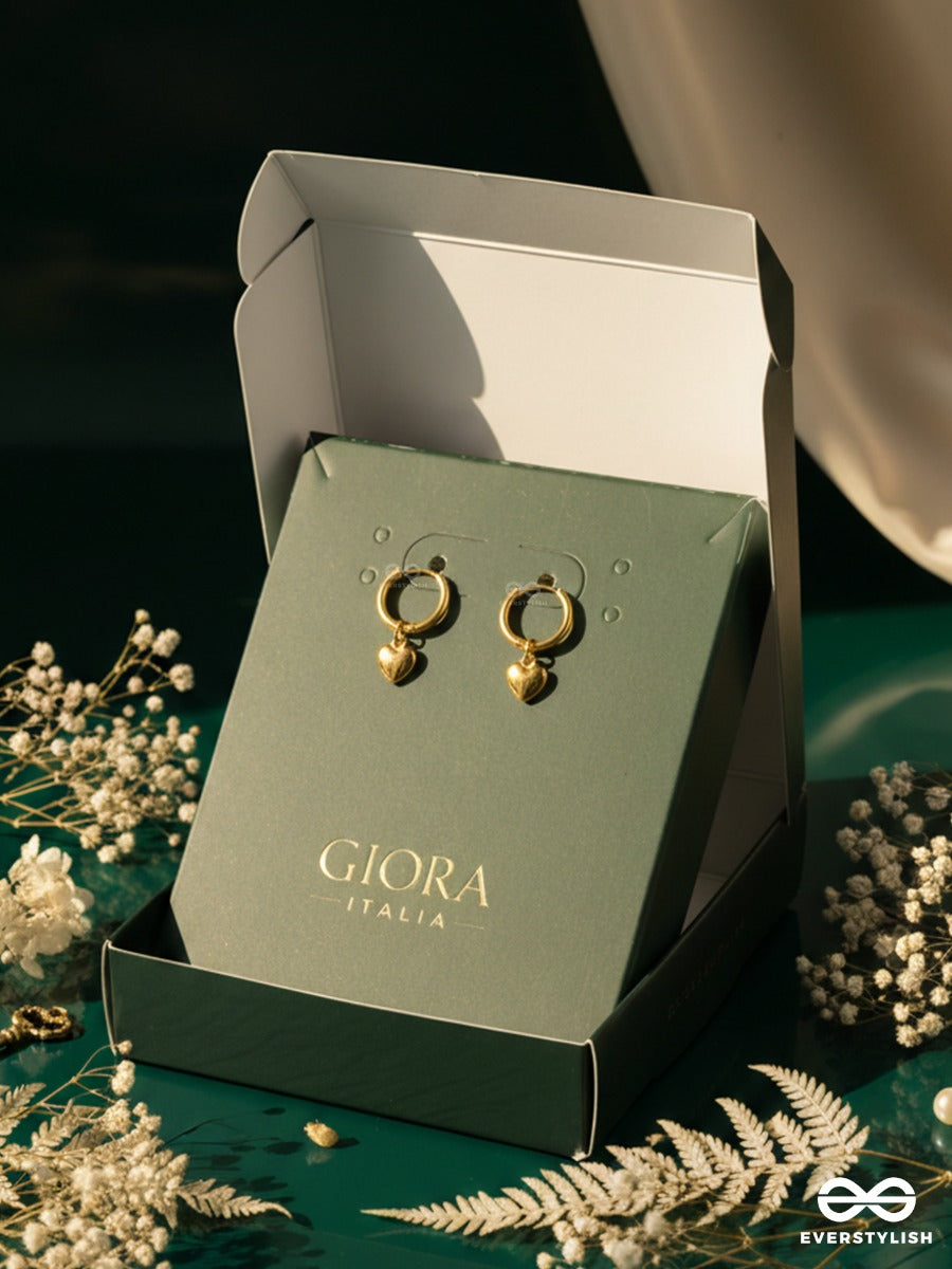 Giora Italia - Cupid’s Gold –   Stainless Steel 18K Gold Plated Anti-Tarnish Heart Earrings