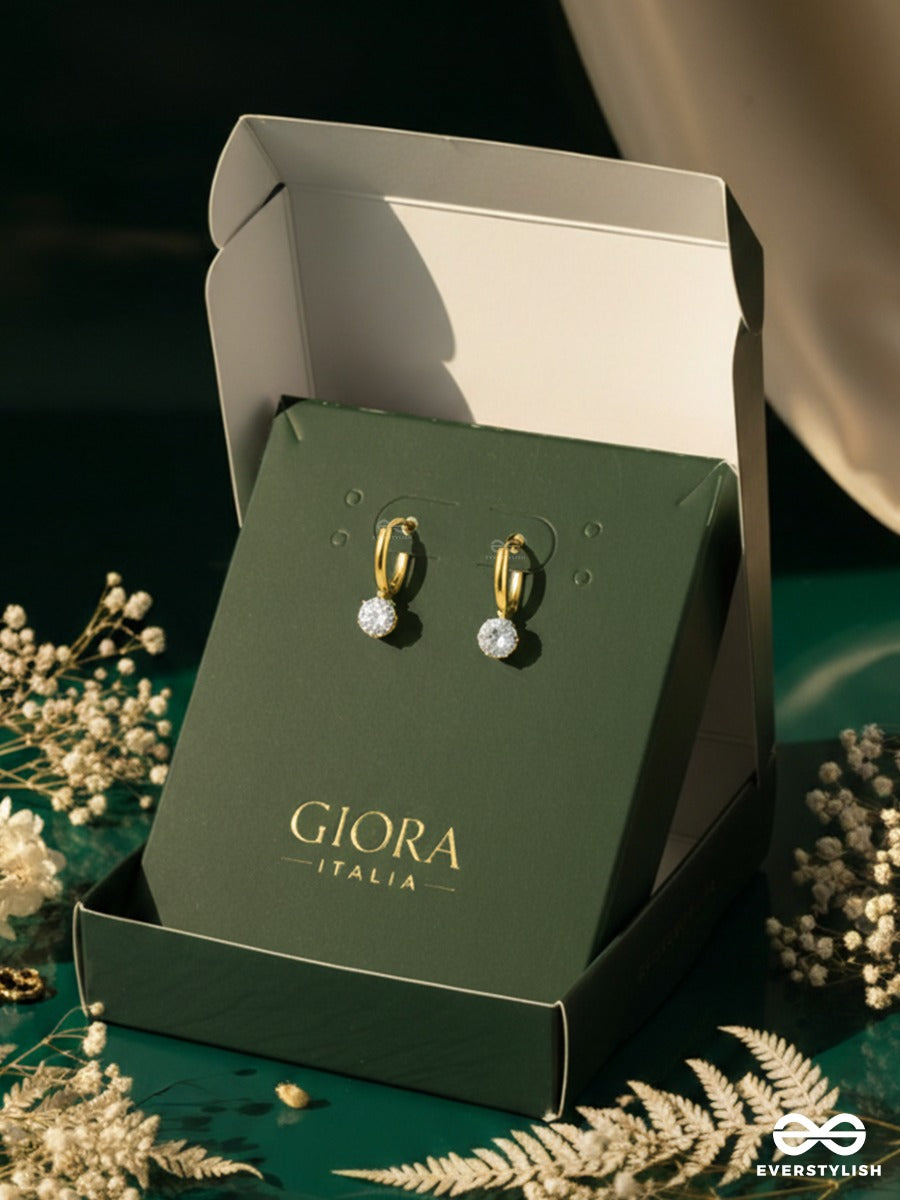 Giora Italia - Lumi Drop – Stainless Steel 18K Gold Plated Anti-Tarnish Drop Hoops Earrings