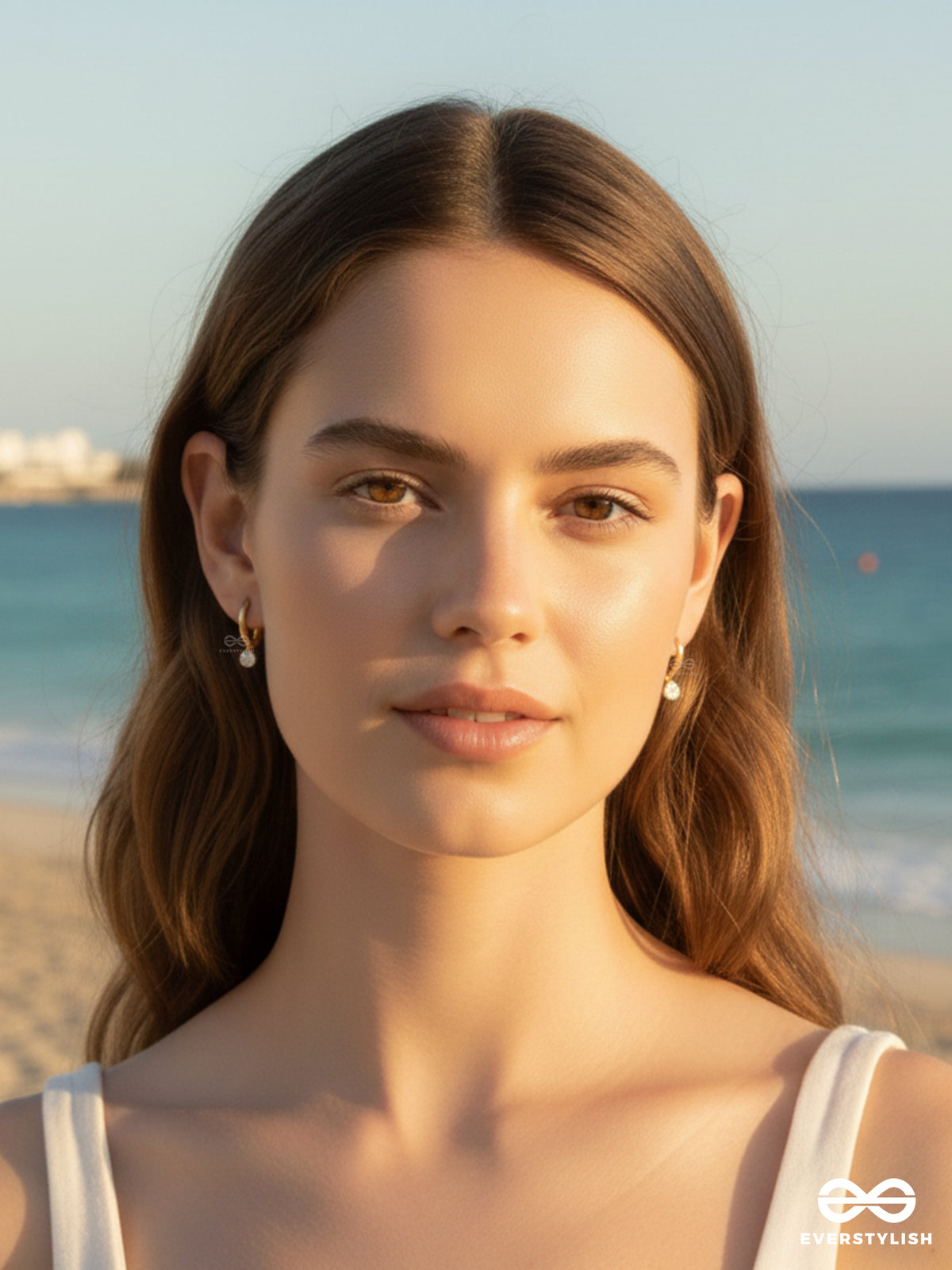 Giora Italia - Lumi Drop – Stainless Steel 18K Gold Plated Anti-Tarnish Drop Hoops Earrings