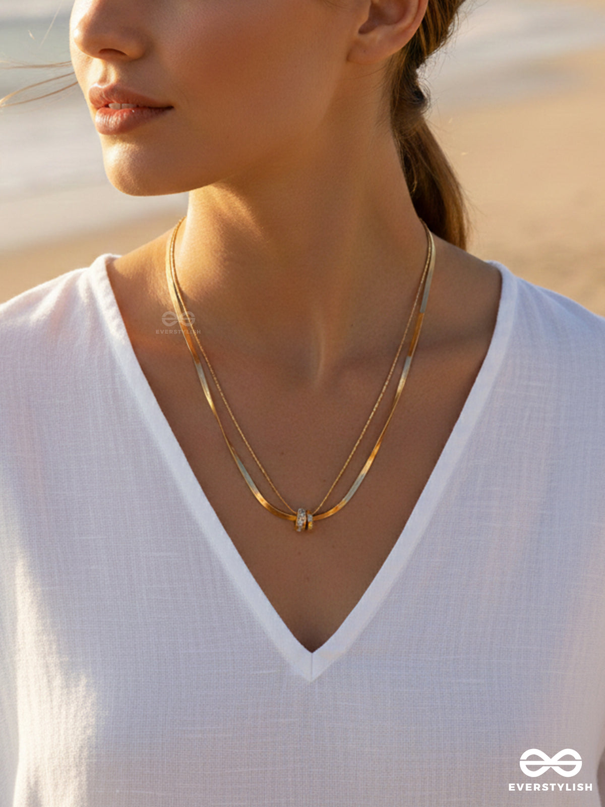 Giora Italia - The Twin Emphasis –  Stainless Steel 18K Gold Plated Anti-Tarnish Layered Necklace