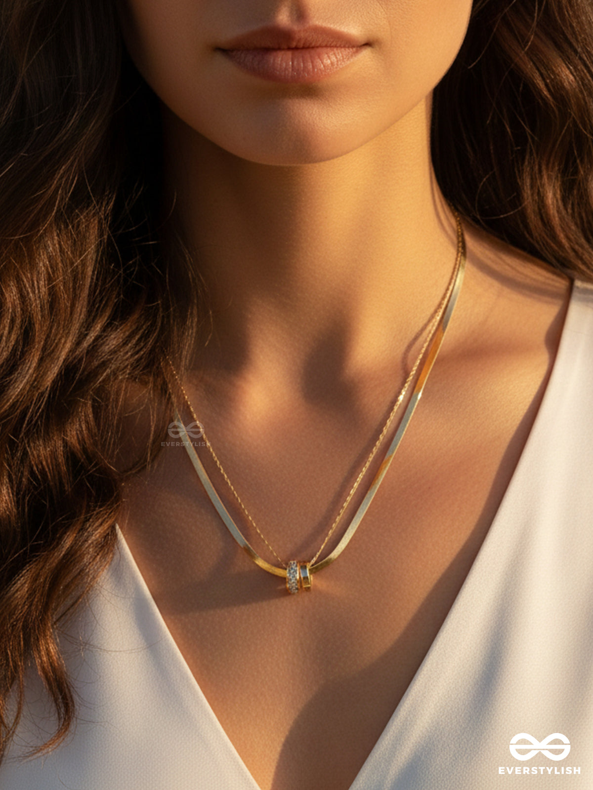 Giora Italia - The Twin Emphasis –  Stainless Steel 18K Gold Plated Anti-Tarnish Layered Necklace