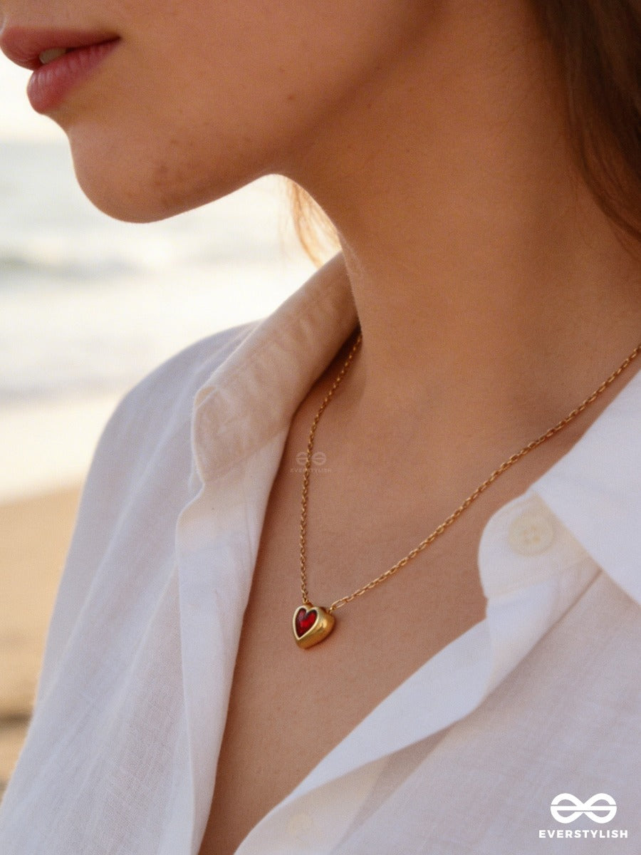 Giora Italia - Rubélle – Stainless Steel 18K Gold Plated Anti-Tarnish Red Heart Necklace