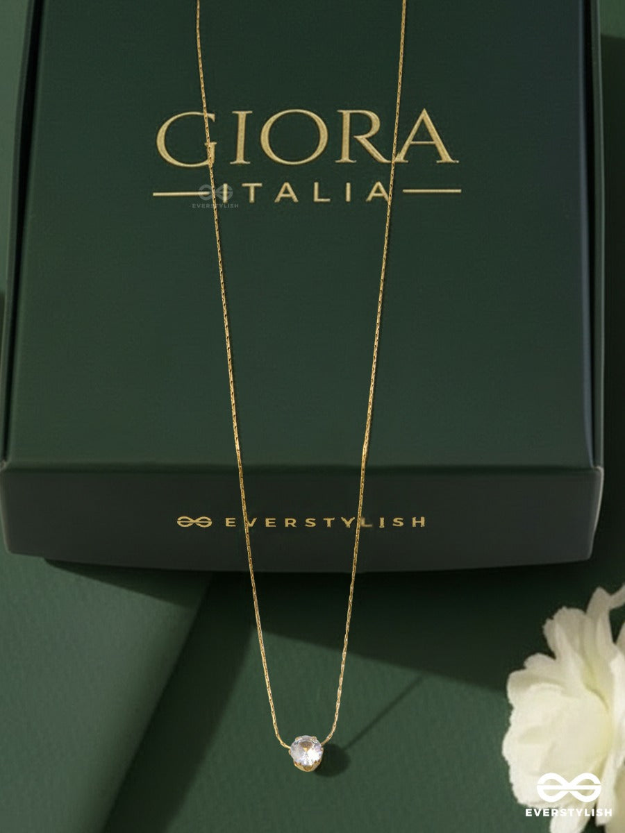 Giora Italia - Velora Shine – Stainless Steel 18K Gold Plated Anti-Tarnish Cubic Zirconia Stone Pendant Necklace