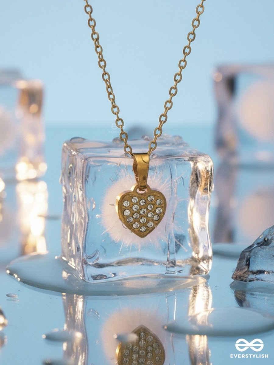 Giora Italia - Heart Dust – Stainless Steel 18K Gold Plated Anti-Tarnish Pavé Heart Pendant Necklace