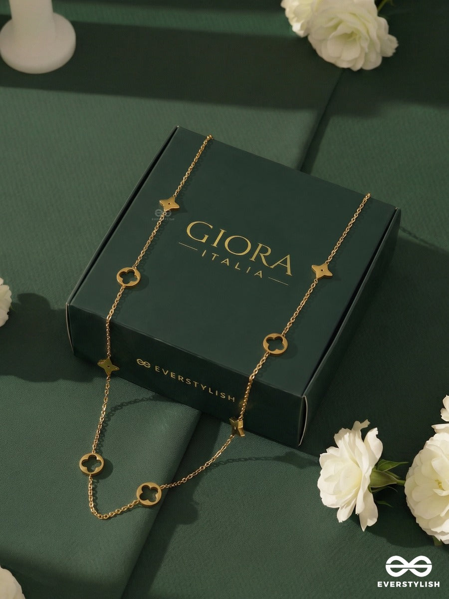 Giora Italia - Golden Charm Trail – Stainless Steel 18K Gold Plated Anti-Tarnish Motif Necklace