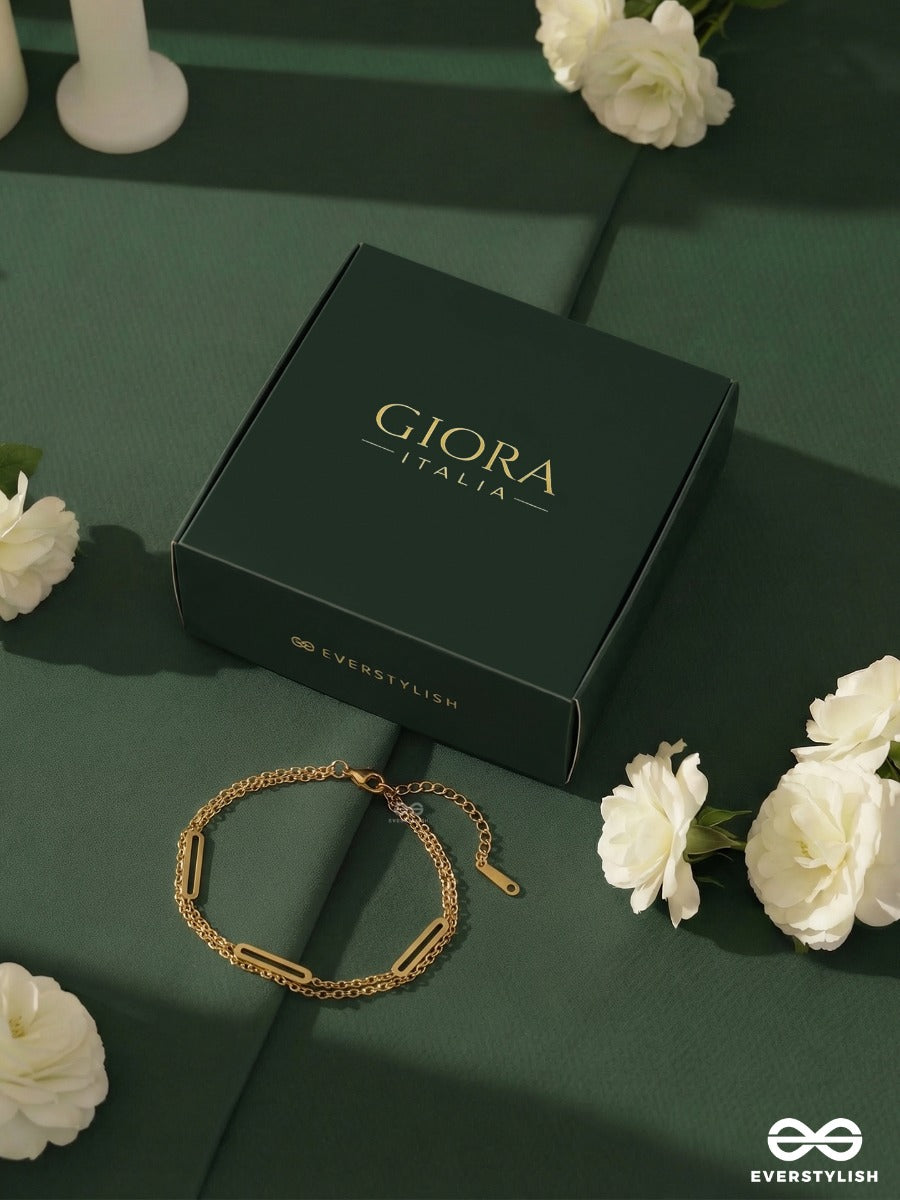 Giora Italia - Rael Sign – Stainless Steel 18K Gold Plated Anti-Tarnish Structured Layer Bracelet