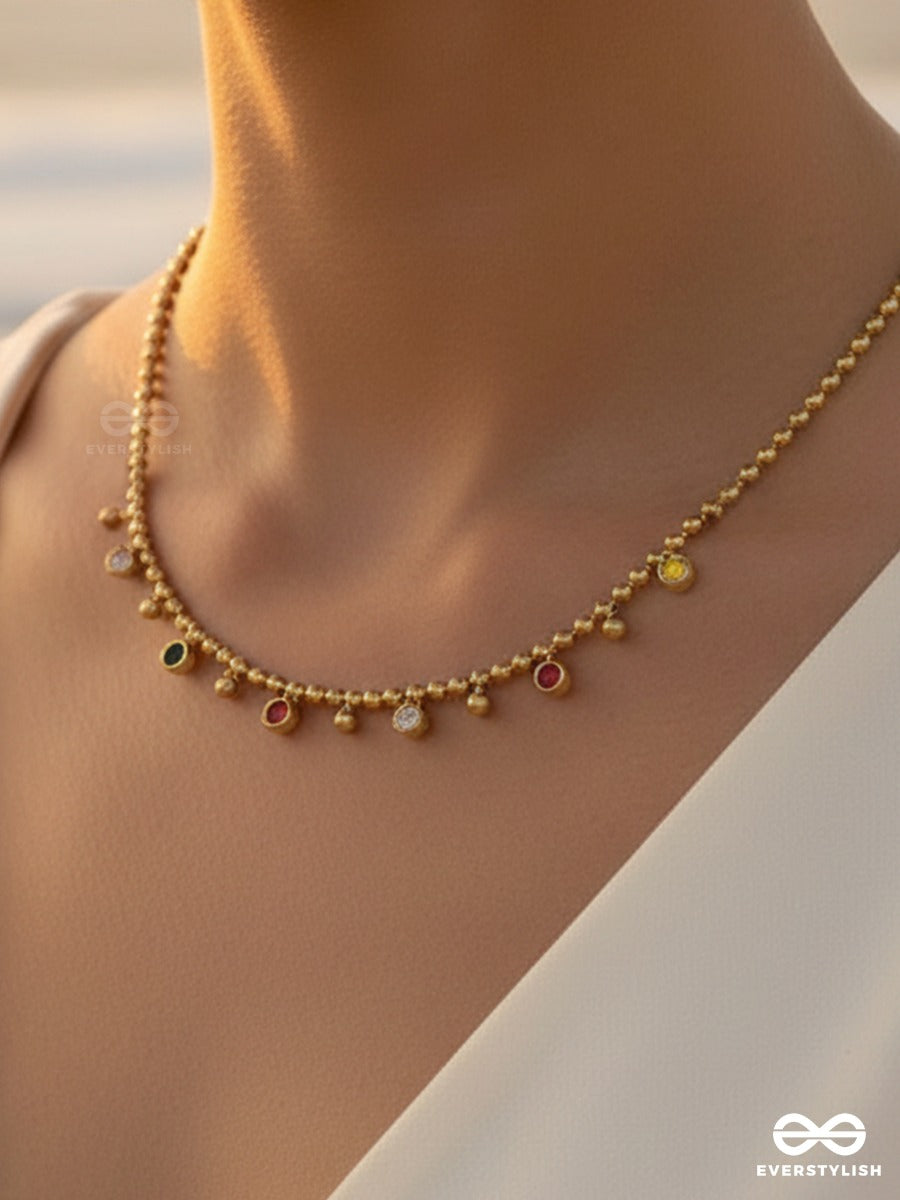 Giora Italia - Gem Parade – Stainless Steel 18K Gold Plated Anti-Tarnish Multicolour Stone Charm Necklace
