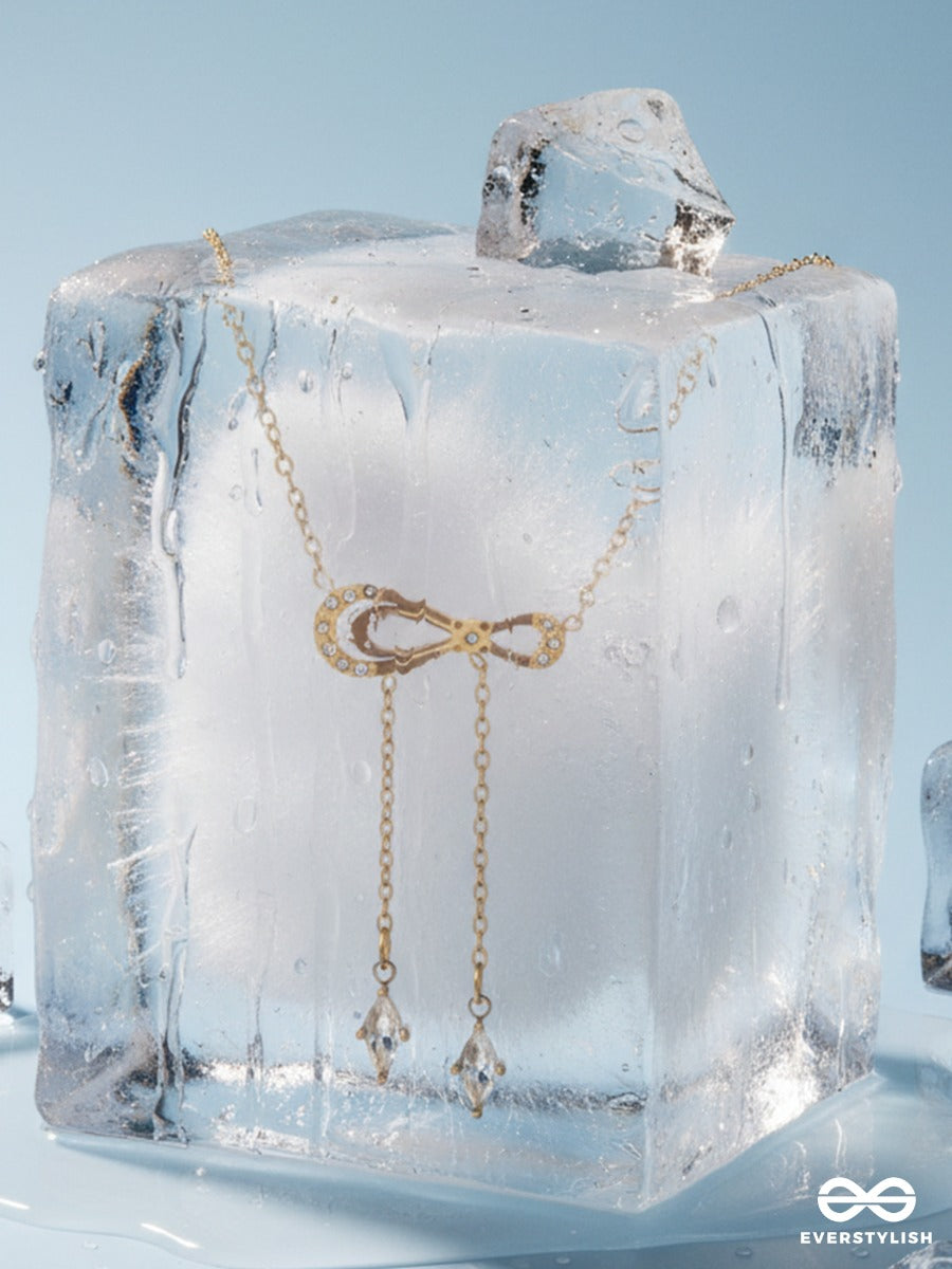 Giora Italia - Velora Bond – Stainless Steel 18K Gold Plated Anti-Tarnish Bow Drop Necklace