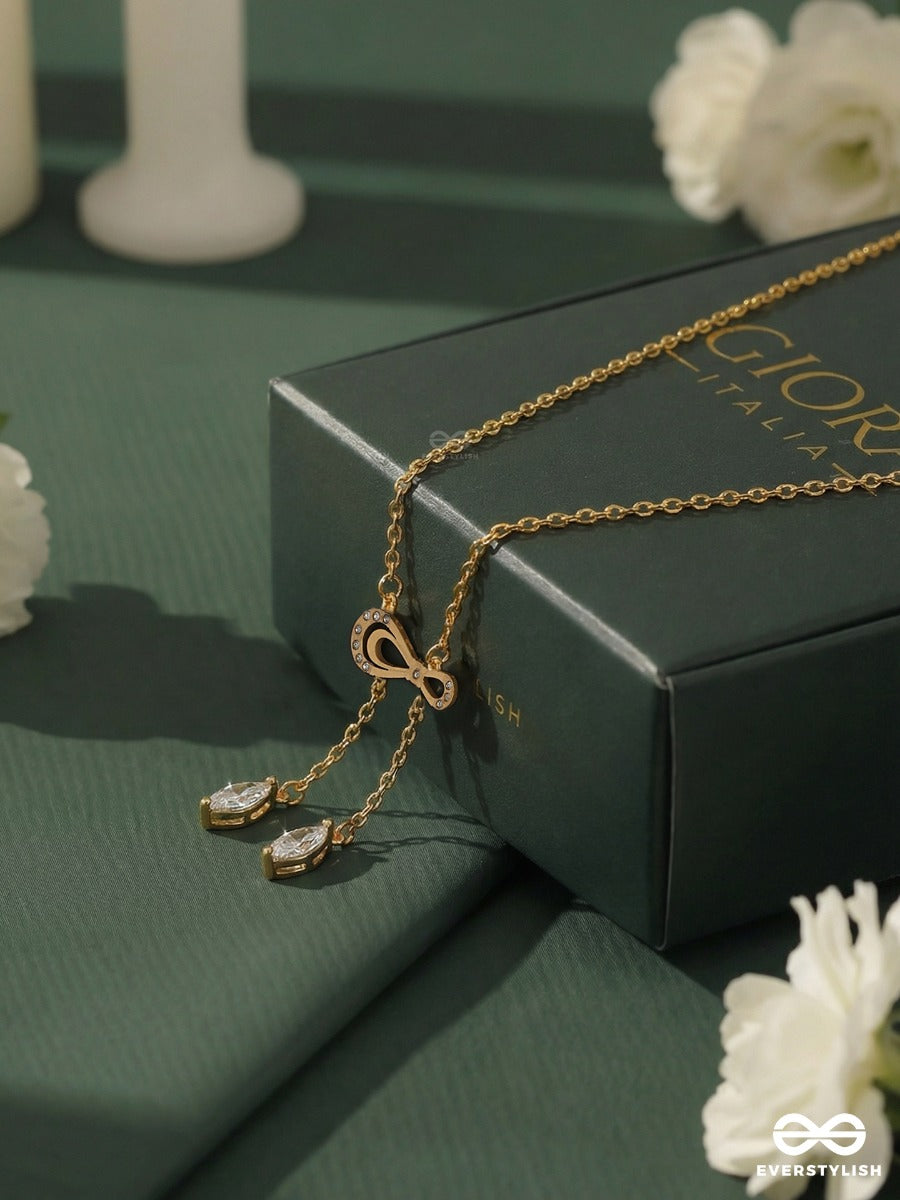 Giora Italia - Velora Bond – Stainless Steel 18K Gold Plated Anti-Tarnish Bow Drop Necklace