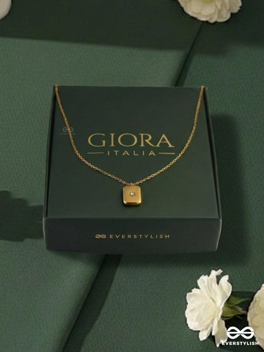 Giora Italia - Golden Tab – Stainless Steel 18K Gold Plated Anti-Tarnish Tag Pendant Necklace