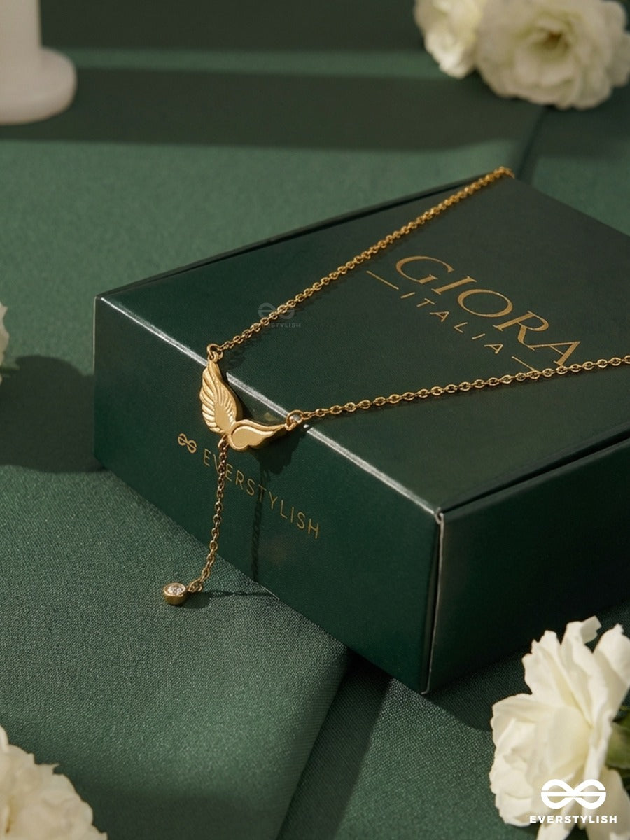 Giora Italia - Seraph Drop – Stainless Steel 18K Gold Plated Anti-Tarnish Wing Necklace