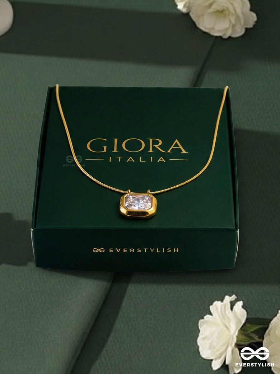 Giora Italia - Prisma Core – Stainless Steel 18K Gold Plated Anti-Tarnish Stone Pendant Necklace