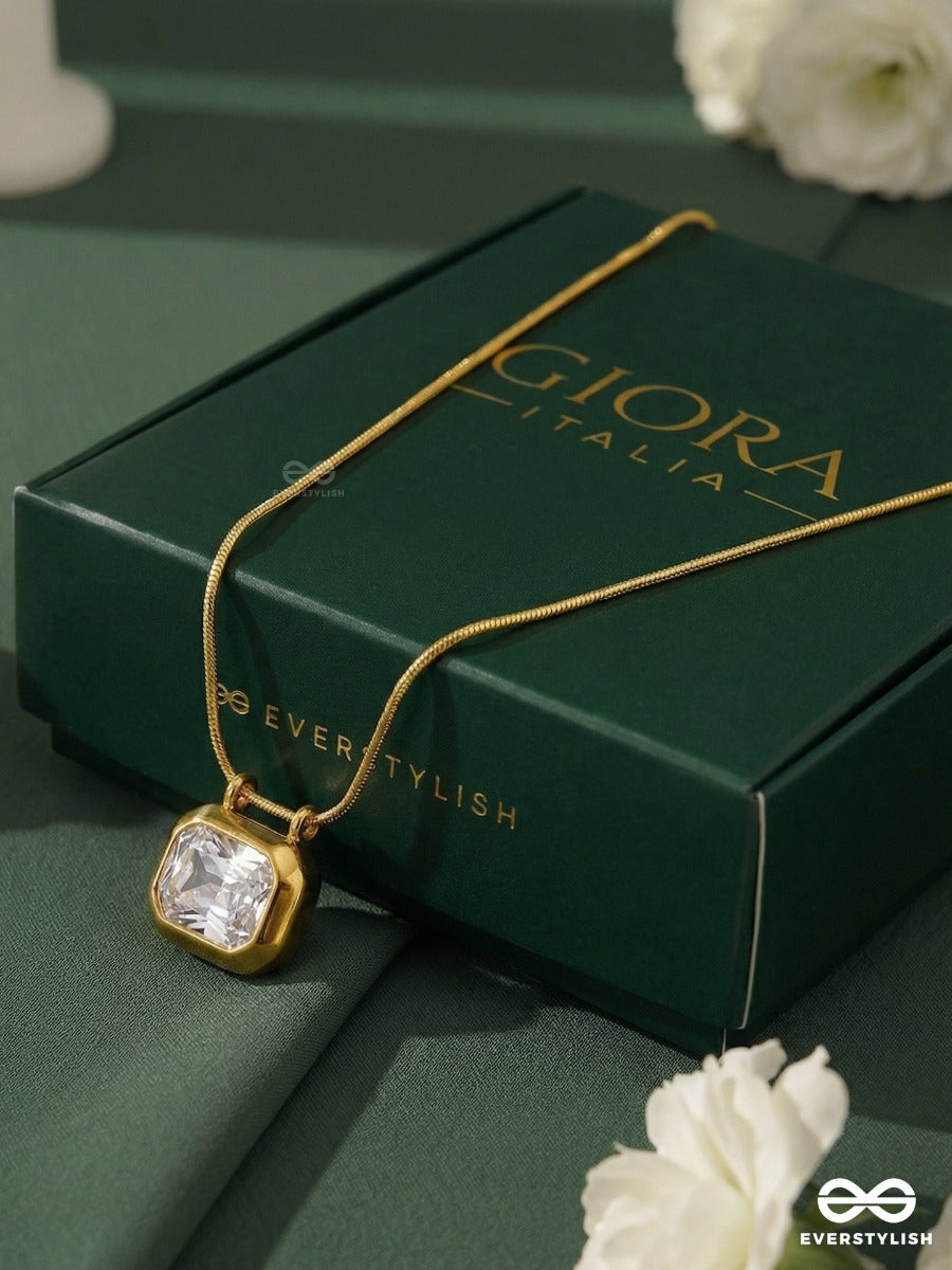Giora Italia - Prisma Core – Stainless Steel 18K Gold Plated Anti-Tarnish Stone Pendant Necklace