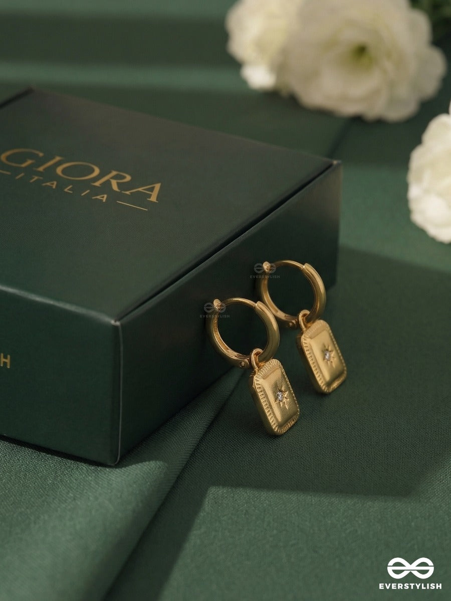 Giora Italia - Monarch Tag – Stainless Steel 18K Gold Plated Anti-Tarnish Mini Hoop Drop Earrings
