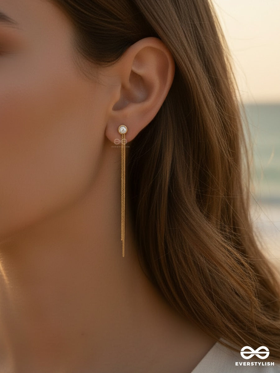 Giora Italia - Stilo Trace – Stainless Steel 18K Gold Plated Anti-Tarnish Drop Chain Earrings