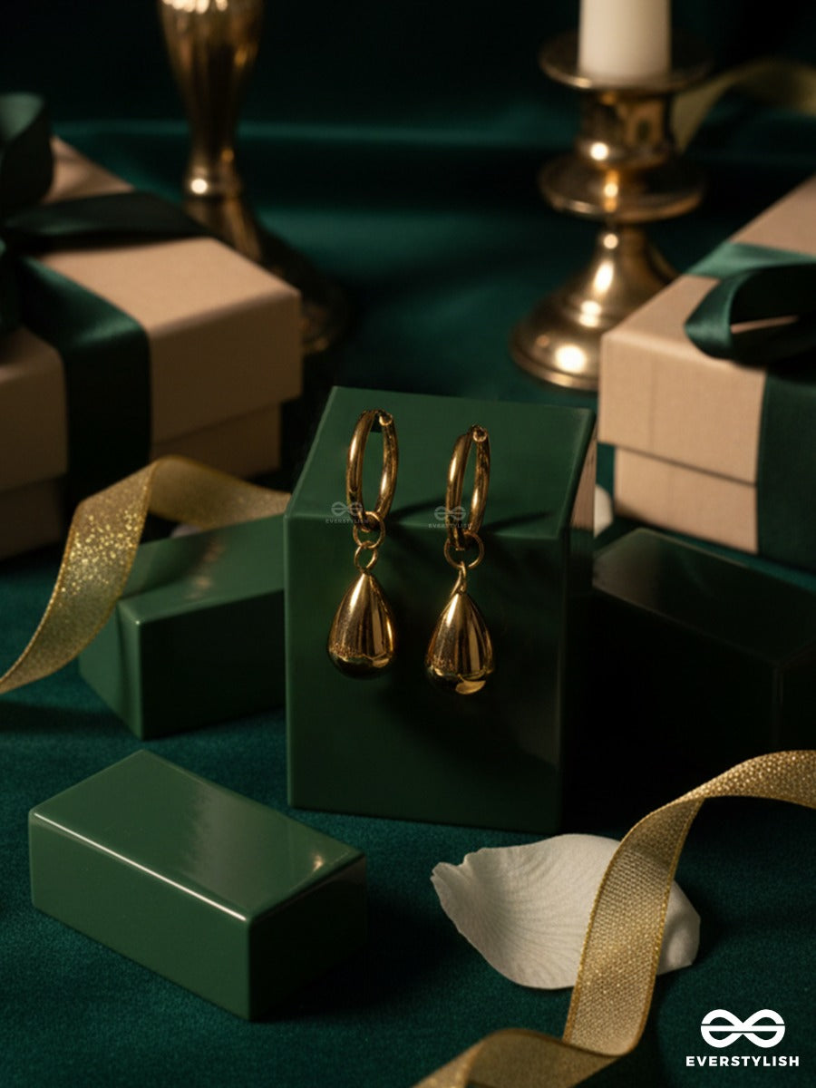 Giora Italia - Sleek Drizzle – Stainless Steel 18K Gold Plated Anti-Tarnish Modern Drop Earrings