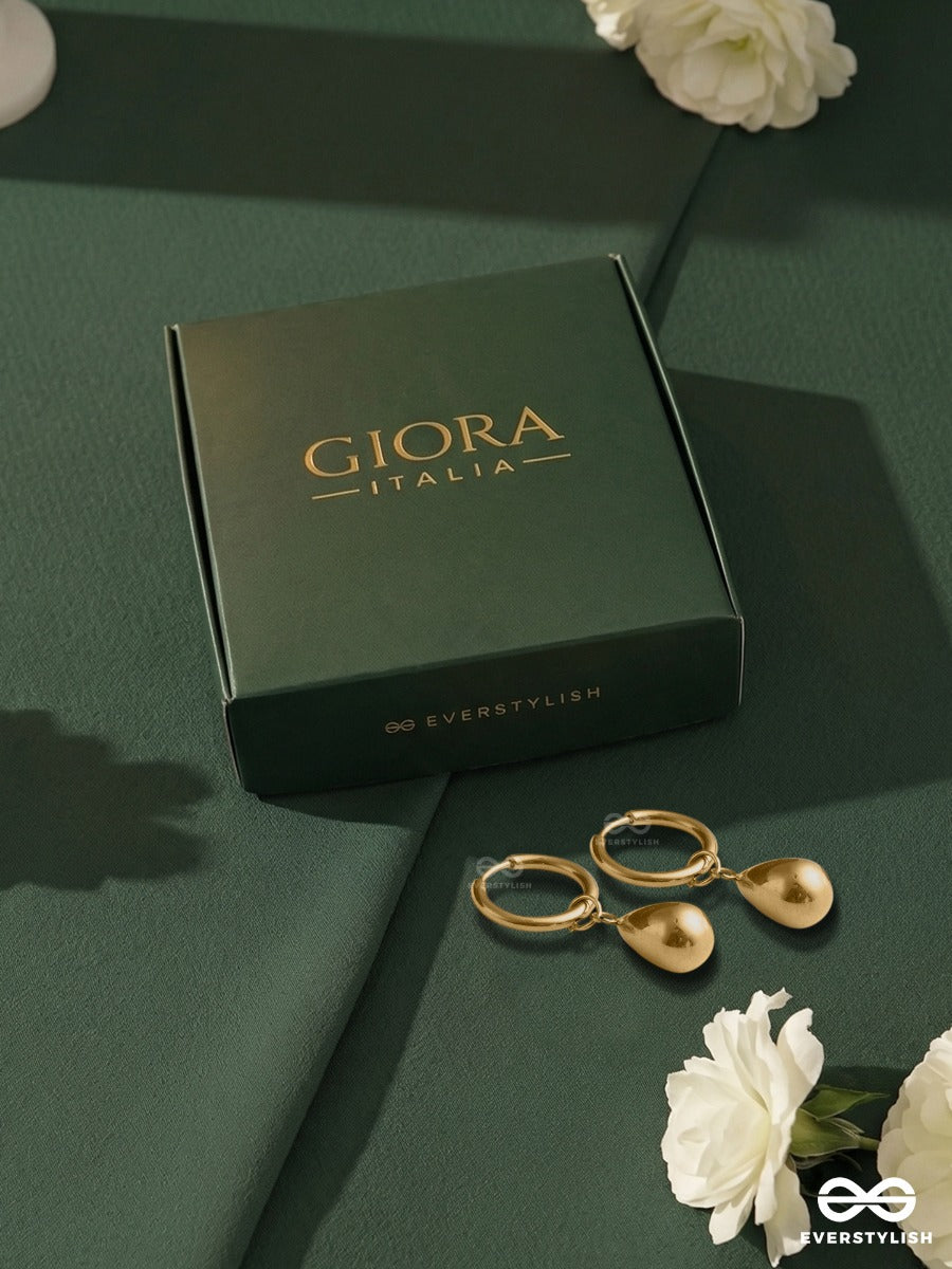 Giora Italia - Sleek Drizzle – Stainless Steel 18K Gold Plated Anti-Tarnish Modern Drop Earrings
