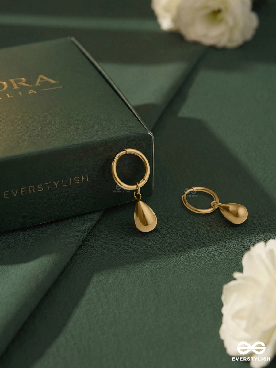 Giora Italia - Sleek Drizzle – Stainless Steel 18K Gold Plated Anti-Tarnish Modern Drop Earrings