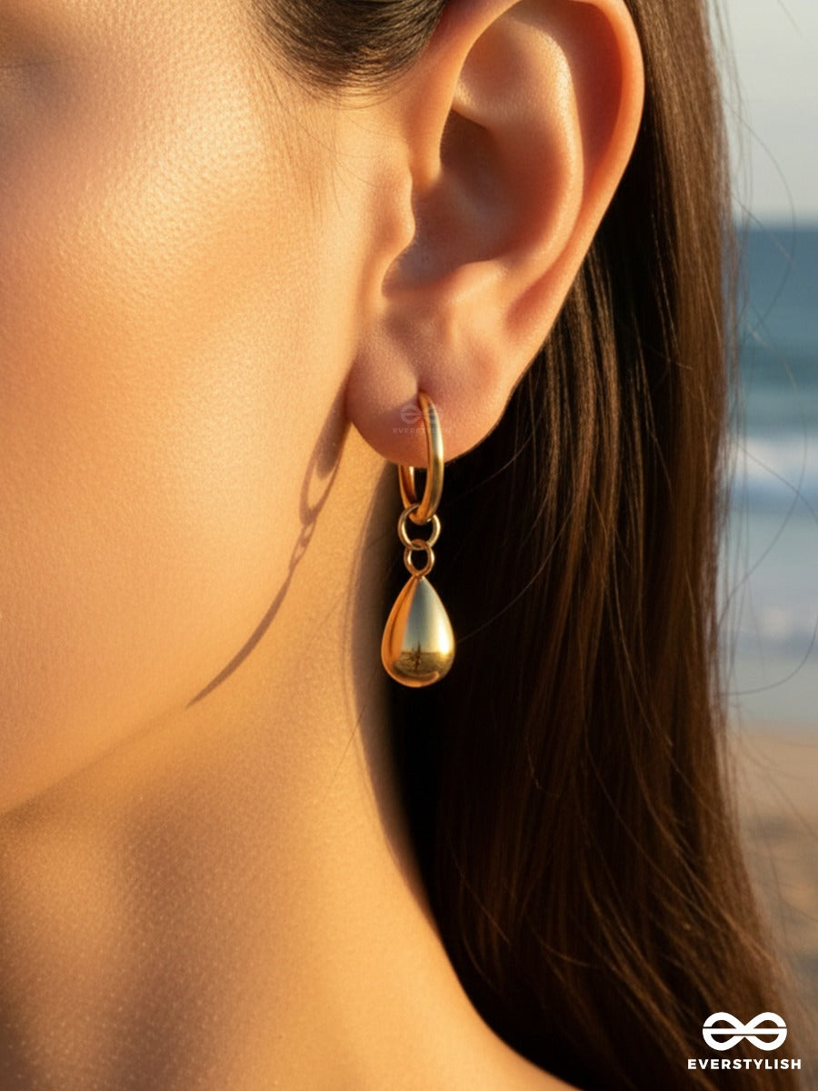 Giora Italia - Sleek Drizzle – Stainless Steel 18K Gold Plated Anti-Tarnish Modern Drop Earrings