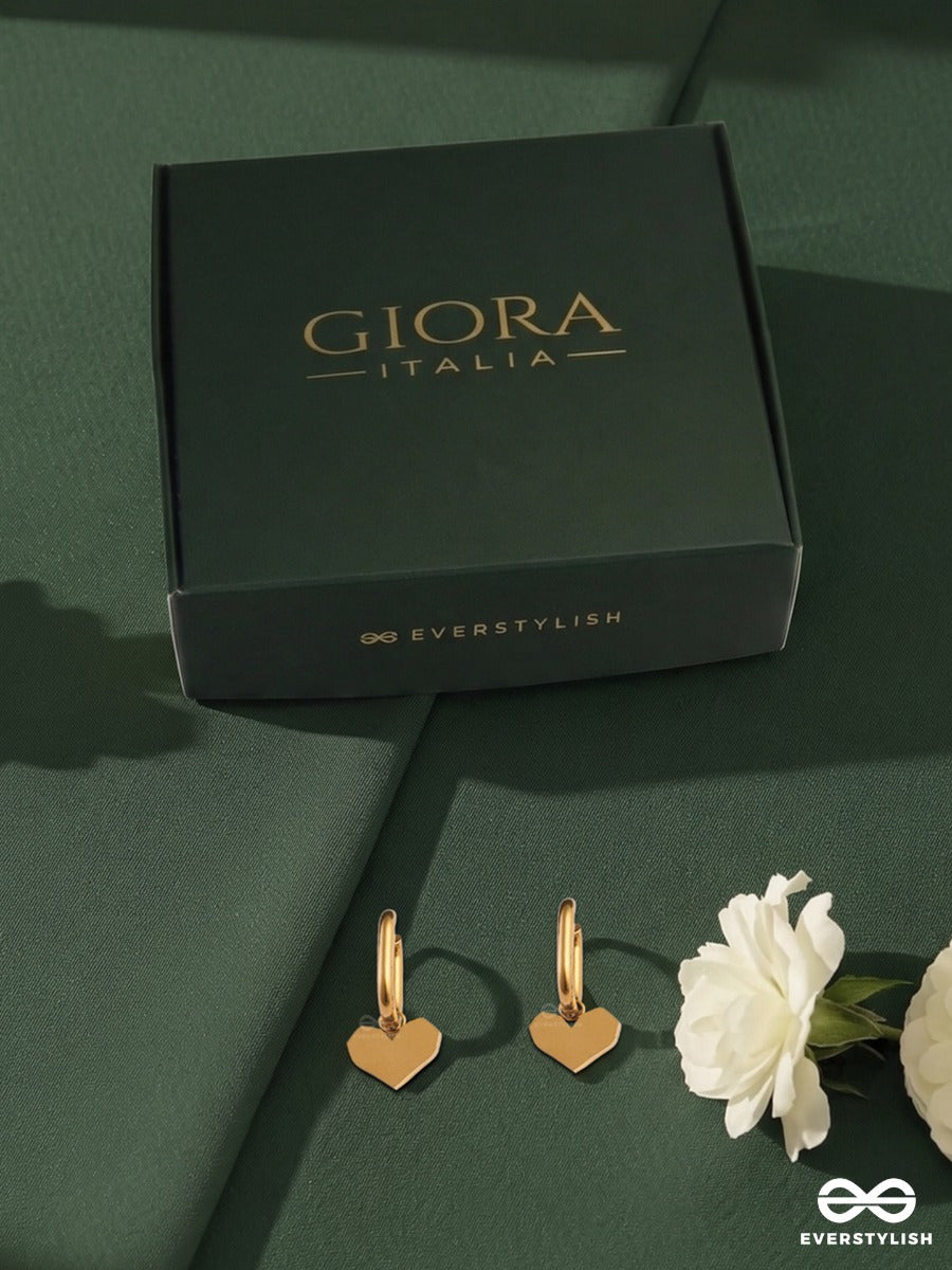 Giora Italia - Lovette Drop – Stainless Steel 18K Gold Plated Anti-Tarnish Heart Drop Earrings