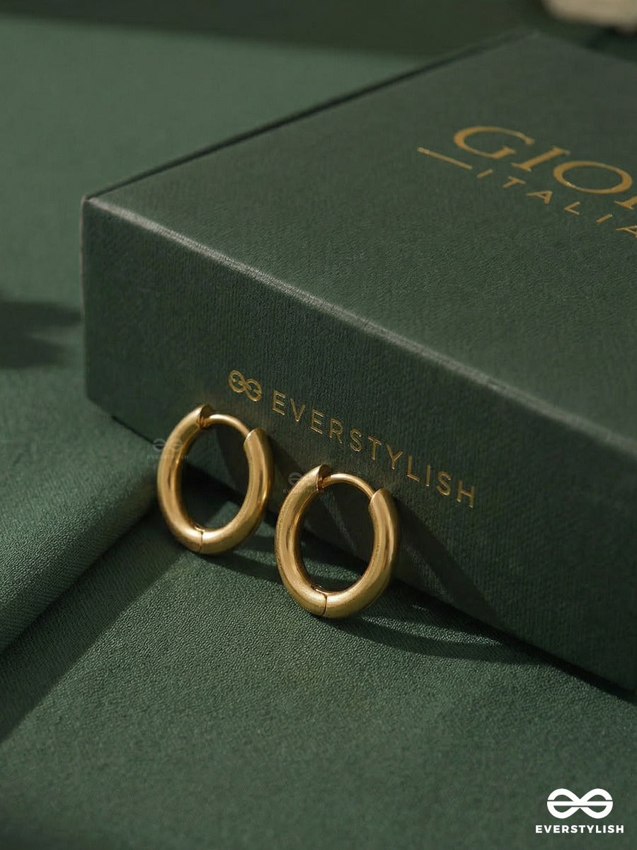 Giora Italia - Zenith Hug – Stainless Steel 18K Gold Plated Anti-Tarnish Classic Hoop Earrings