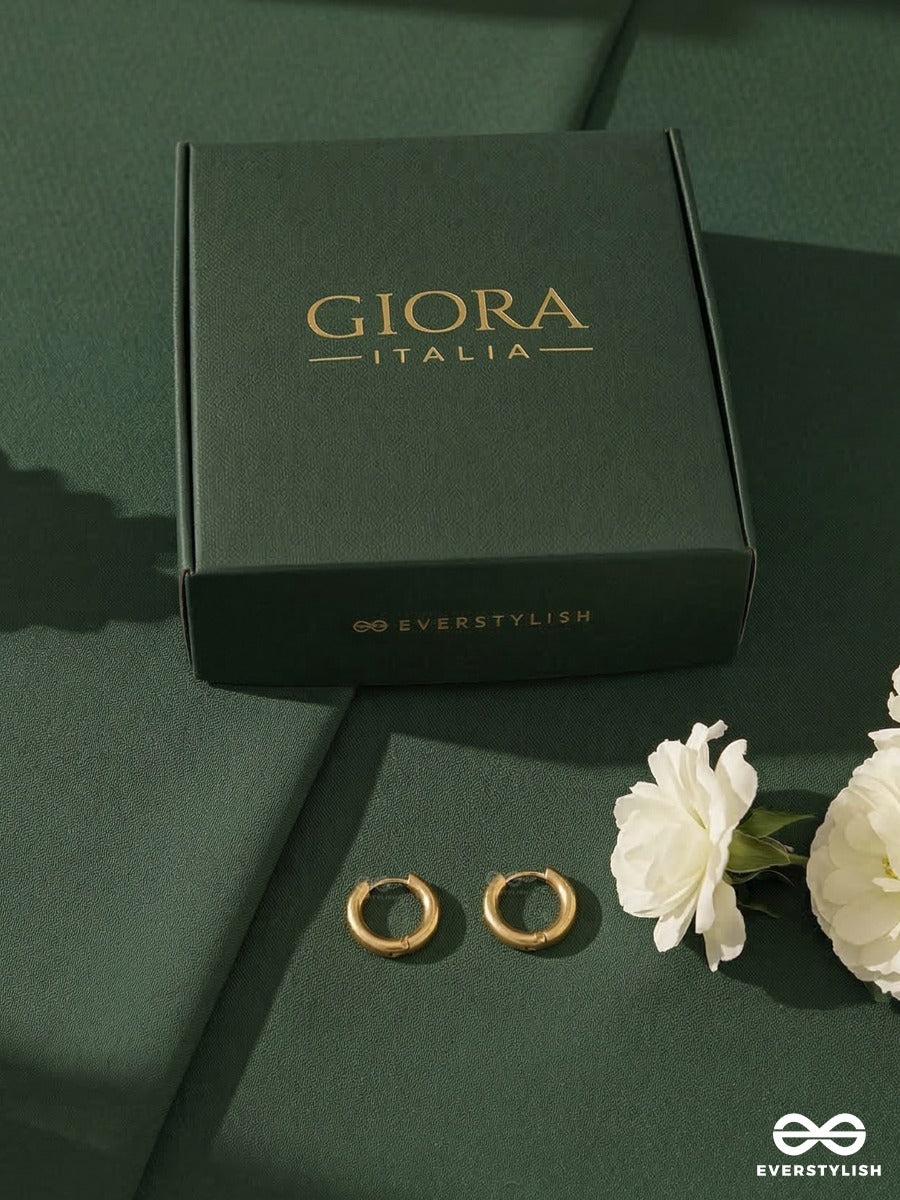 Giora Italia - Zenith Hug – Stainless Steel 18K Gold Plated Anti-Tarnish Classic Hoop Earrings