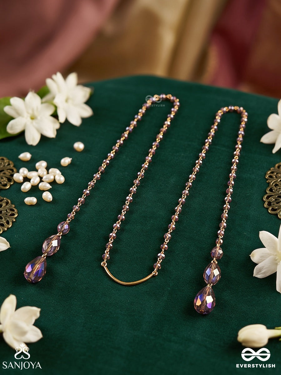 Jamunrekha – Plum Trace – Elegant Face Let With Slender Gold-Tone Chains, Deep Plum Teardrop Side Motifs And Delicate Bead Accents