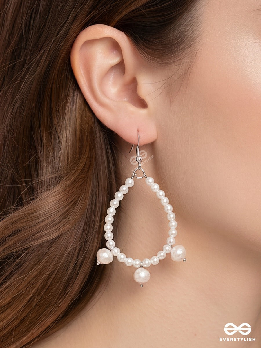Moon Bloom – Delicate Pearl Hoop Earrings With Faceted Bead Accents